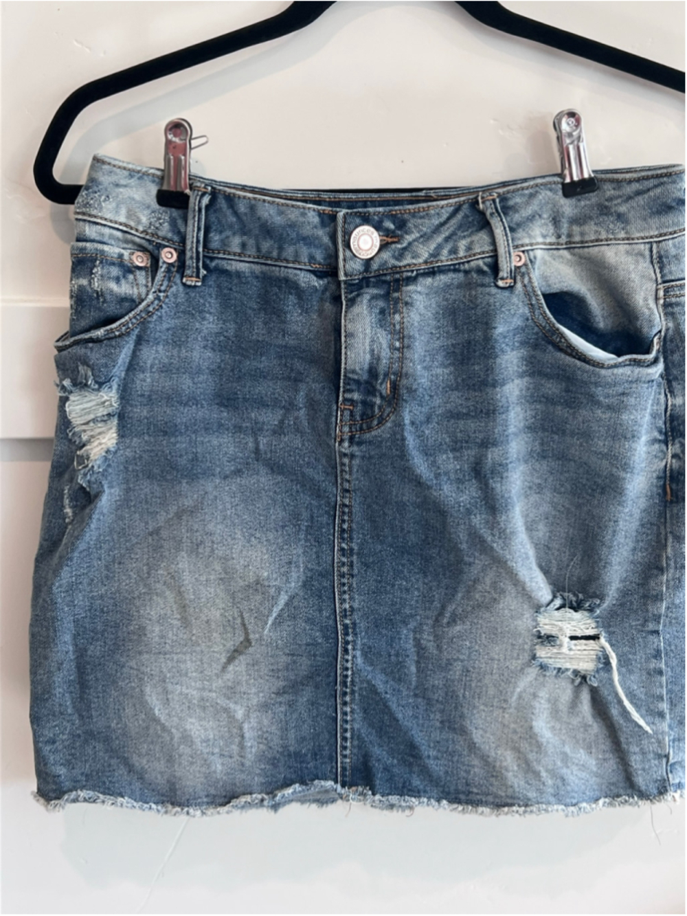 Women's Maurices Distressed Denim Jean Skirt Blue Size 5